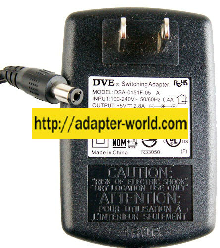 DVE DSA-0151F-05 AC SWITCHING ADAPTER 5VDC 2.8A Power Supply C