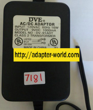DVE DV-91ADT AC ADAPTER 9VDC 1000mA NEW CUT WIRE POWER SUPPLY