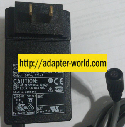 FW 7555M/24 AC ADAPTER 24VDC 625mA NEW 3 HOLE PIN POWER SUPPLY