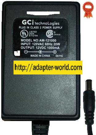 GCI AM-121000 AC ADAPTER 12VDC 1000mA NEW -( ) 2.5x5.5mm POWER