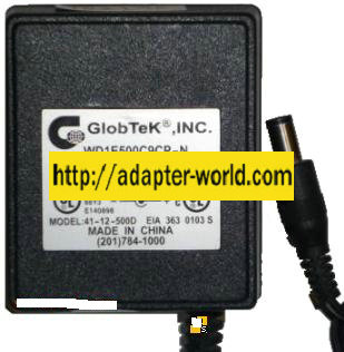 GLOBTEK 41-12-500D AC ADAPTER 12VDC 500MA POWER SUPPLY