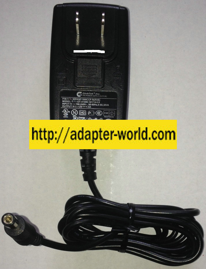 GLOBTEK GT-41080-1817.9-5.9 AC ADAPTER 12V 1.5A -( ) 2x5.5mm 100