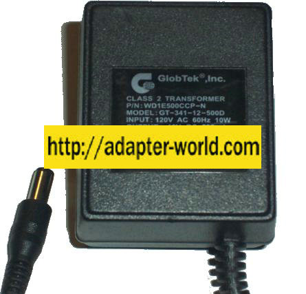 GLOBTEK INC GT-341-12-500D AC ADAPTER 12VDC 0.5A -( ) New 2x5.5