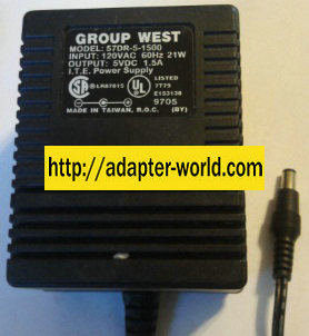 GROUP WEST 57DR-5-1500 AC ADAPTER 5V DC 1.5A NEW POWER SUPPLY