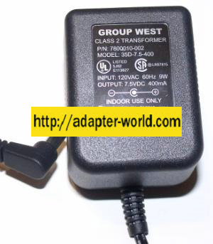 GROUP WEST 35D-7.5-400 AC ADAPTER 7.5V DC 400mA NEW