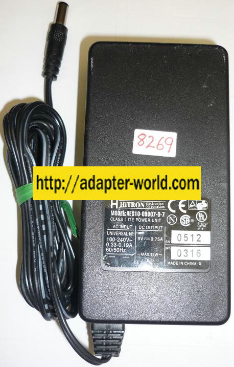 HITRON HES10-09007-0-7 AC DC ADAPTER 9VDC 0.75A NEW 2.5x5.5mm R
