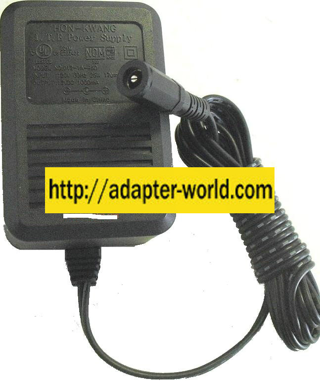 HON-KWANG D12-1A-950 AC ADAPTER 12VDC 1000mA POWER SUPPLY