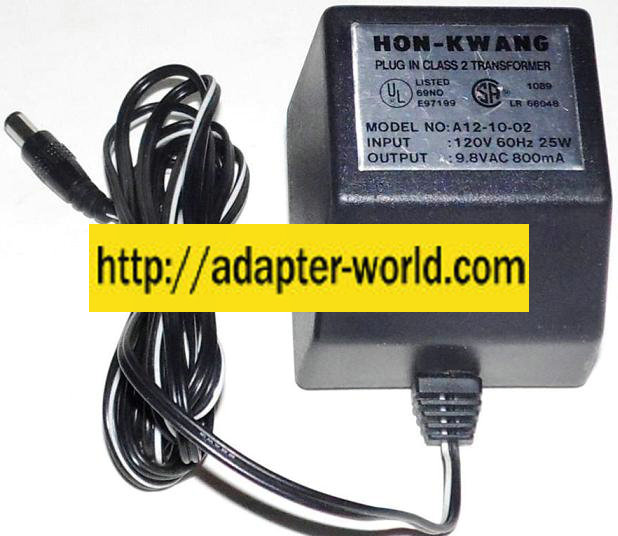 HON-KWANG A12-10-02 AC ADAPTER 9.8VAC 800mA NEW -( ) 2.5x5.5mm
