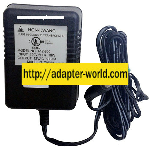 HON-KWANG A12-800 AC ADAPTER 12VAC 800mA NEW 2.5x5.5mm STRAIGHT