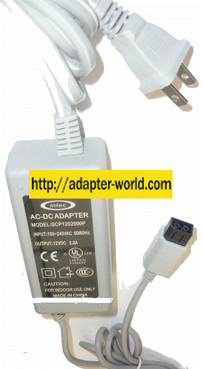 INTEC SCP1202000P AC ADAPTER 12VDC 2A NEW 2 HOLE CONNECTOR