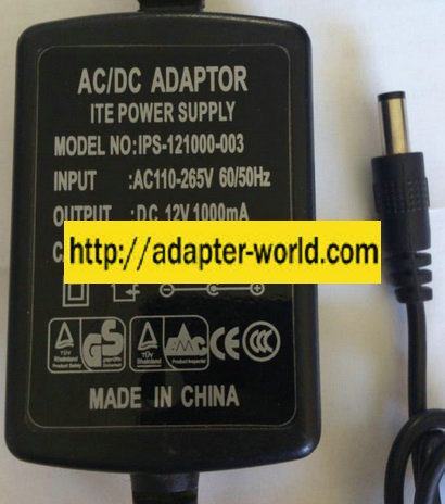IPS-121000-003 AC ADAPTER 12VDC 1000mA NEW 2x5.5x12mm