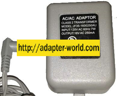 JF35-1600250AU AC ADAPTER 16V AC 250mA New 2.5 x 5.4 x 11.2mm 9