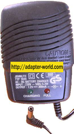 JOHNLITE 1949 AC ADAPTER 7.5VDC 300mA -( ) 2x5.5mm 90 ° 230vac Eu