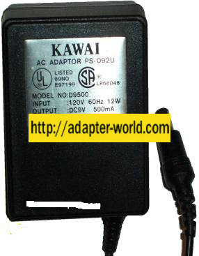KAWAI PS-092U AC ADAPTER 9VDC 500mA 12W LR68048 POWER SUPPLY