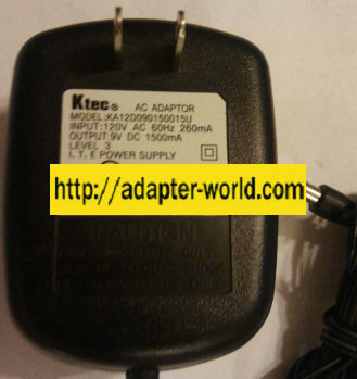 KTEC KA12D090150015U AC ADAPTER 9VDC 1.5A ( )- 2x5.5mm 120vac PO