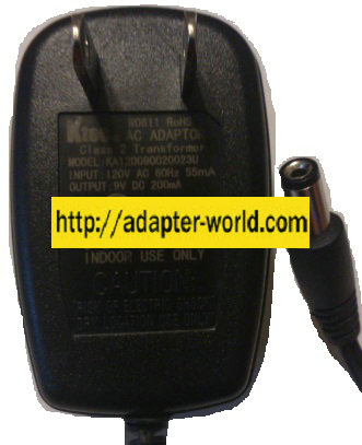 KTEC KA12D090020023U AC ADAPTER 9VDC 200mA NEW -( )- 2x5.5x11mm