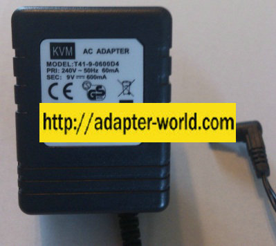 KVM T41-9-0600D4 AC ADAPTER 9VDC 600mA New 2 x 5.5 x 11mm
