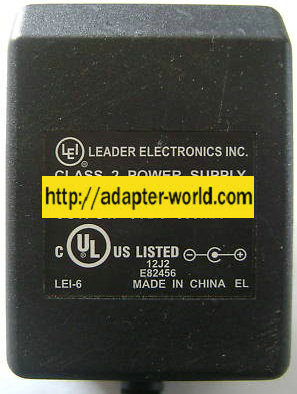 LEADER ELECTRONICS 410908RO3CT AC ADAPTER 9VDC 800mA -( )- 2x5.5