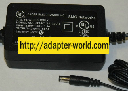 LEI NT15-Y120125-A1 AC ADAPTER 12VDC 1.25A NEW 2 x 5.5 x 9.8mm