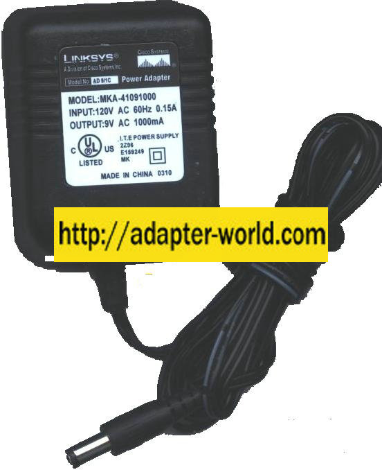 LINKSYS AD 9/1C AC ADAPTER 9VAC 1000mA 15W Linear POWER SUPPLY LINKSYS AD 9/1C AC ADAPTER 9VAC 1000mA 15W Linear POWER SUPPLY