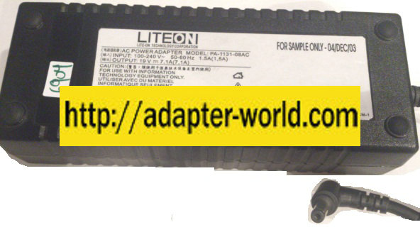 LITEON PA-1131-08AC AC ADAPTER 19VDC 7.1A -( )- 2.5x5.5mm