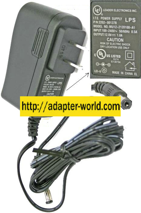 LEADER MU12-2120100-A1 AC ADAPTER 12VDC 1A ITE POWER SUPPLY