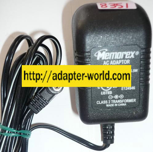 MEMOREX U120020D12 AC ADAPTER 12VDC 200mA NEW -( ) 2x5.5mm ROUN