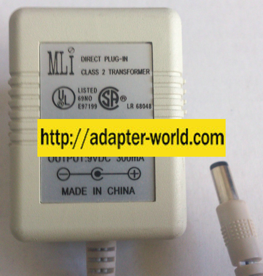 MLI D9300 AC ADAPTER 9VDC 300mA NEW -( )- 2x5.5x12mm