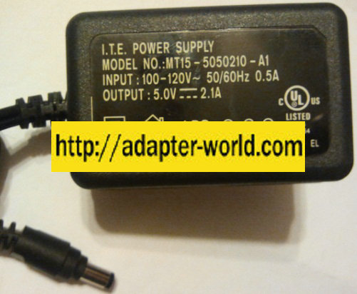 MT15-5050210-A1 AC ADAPTER 5VDC 2.1A -( ) 2.5x5.5mm 120vac POWER