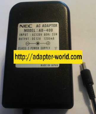 NEC AD-400 AC ADAPTER 12V DC 1200MA POWER SUPPLY CLASS 2