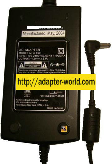 NEXTAR MPA-690A AC ADAPTER 9.5VDC 3.33A -( ) 1.5x4mm 90 ° New 10