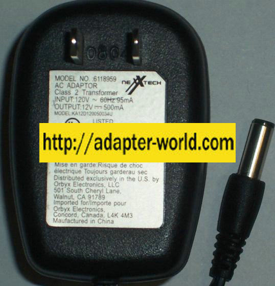 NEXXTECH KA12D120050034U AC DC ADAPTER 12V 500MA POWER SUPPLY