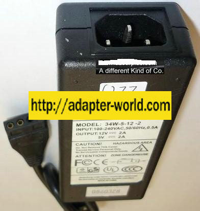 OGD 34W-5-12-2 AC ADAPTER 12VDC 5VDC 2A NEW 4 HOLE PIN