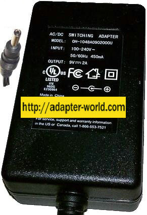 OH-1048A0902000U AC ADAPTER 9VDC 2A POWER SUPPLY