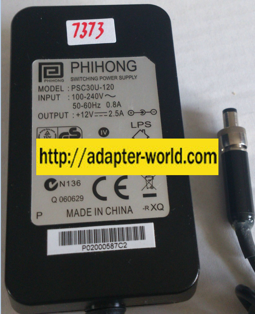 PHIHONG PSC30U-120 AC ADAPTER 12VDC 0.8A NEW -( )-