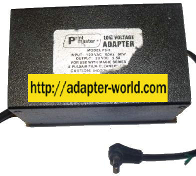 PRINT MASTER PS-3 AC ADAPTER 20VDC 2.5A NEW 2.5 x 5.4 x 9.7mm 9