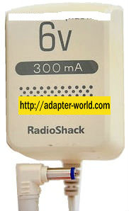 RADIOSHACK 273-1758 AC ADAPTER 6VDC 300mA NEW 2.5x5x12mm 90 °ROU