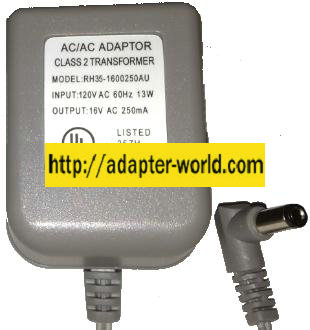 RH35-1600250AU AC ADAPTER 16V AC 250mA New 2.4 x 5.5 x 11 mm St