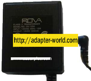 ROVA DV-1250 AC ADAPTER 12VDC 500mA NEW 2 x 5.5 x 10mm