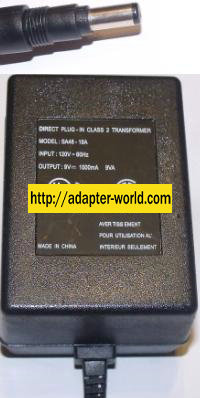 DIRECT PLUG-IN SA48-18A AC ADAPTER 9VDC 1000mA POWER SUPPLY