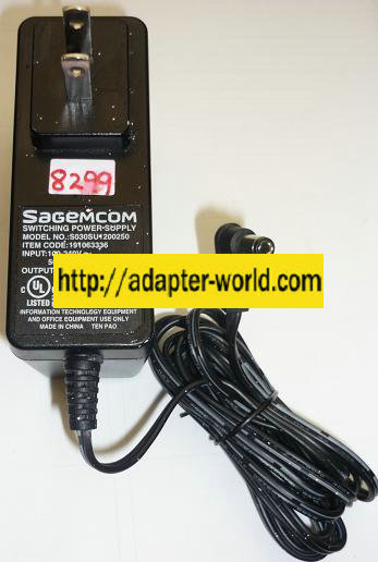 SAGEMCOM S030SU1200250 AC ADAPTER 12VDC 2500mA NEW -( ) 2.5x5.5
