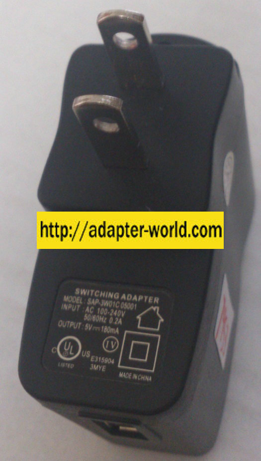 SAP-3W01C 05001 AC ADAPTER 5VDC 180mA NEW USB PORT POWER SUPPLY