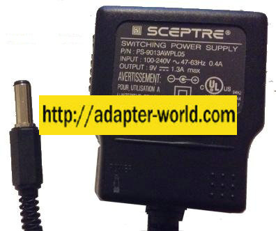 SCEPTRE SPU12A-104 AC ADAPTER 9VDC 1.3A (-) 2x5.4mm New 2 x