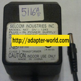 SELCOM DV-1283 AC ADAPTER 12V 830MA NEW 2x5.5mm POWER SUPPLY