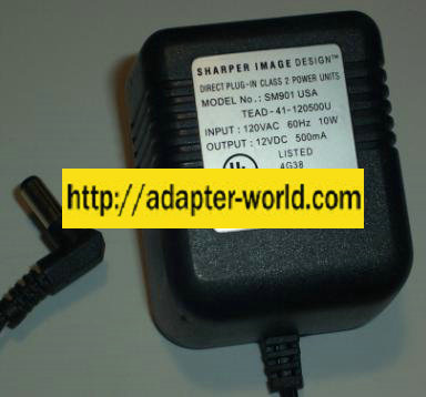 SHARPER IMAGE DESIGNAC ADAPTER 12VDC 500mA -( ) 2x5.5mm 10W SM90