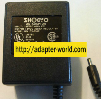 SHOCYO DV-530R AC ADAPTER 5V DC 300MA POWER SUPPLY