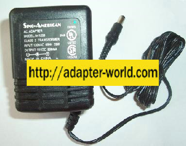 SINO-AMERICAN A41209 AC ADAPTER 11VDC 800mA NEW 2.5x5.5mm POWE