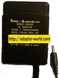 SINO-AMERICAN A30450 NEW 4.5VDC 500mA ADAPTER 1.3 x 3.5 x 9.8mm