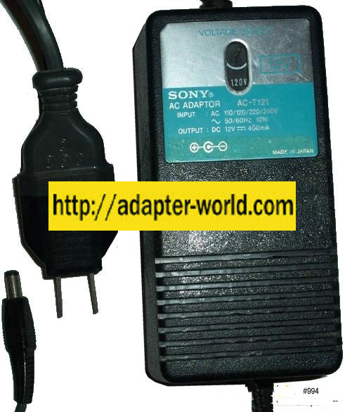 SONY AC-T121 AC ADAPTER 12VDC 400mA 10W POWER SUPPLY