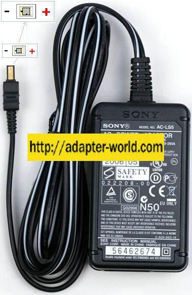 SONY AC-LS5 AC DC ADAPTER 4.2Vdc 1.5A square 4x4mm 100-240vac SW